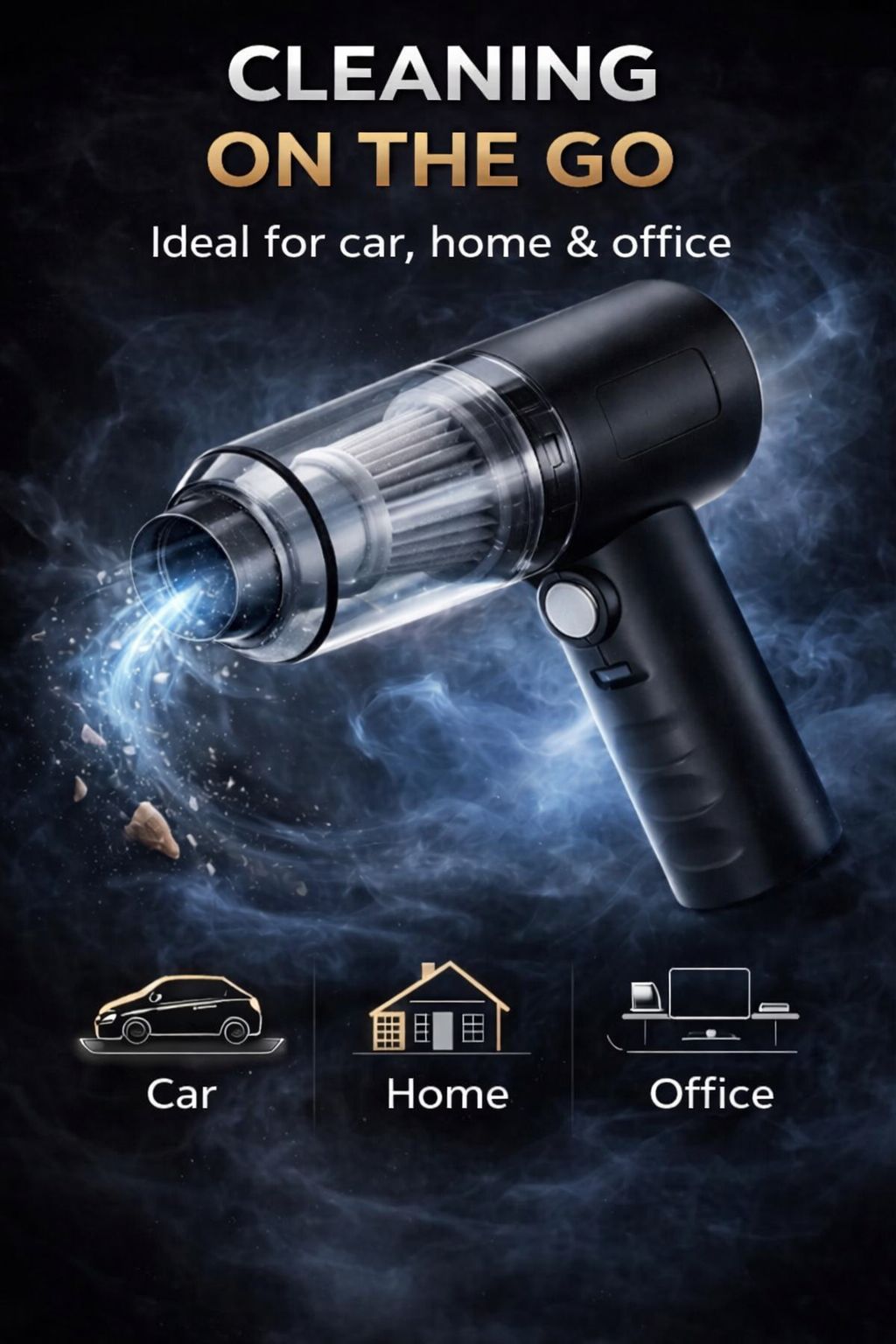 Portable Wireless Vacuum Cleaner – Powerful Cleaning for Car & Home (Compact & Rechargeable)